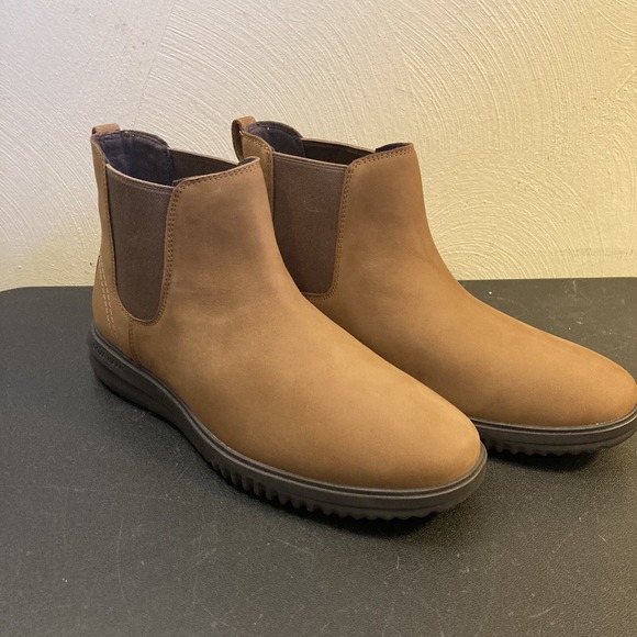 Cole Haan Grand+ Plus Chelsea Men's 10 M Lumber/Java Nubuck Leather Boots C38789 - Picture 1 of 8